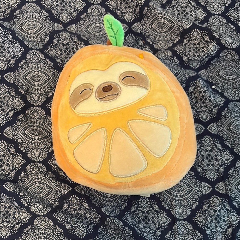 Squishmallows Orange and Green Sloth Accent Pillow